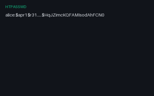Preview of htpasswd (APR1 MD5) — SAMPLE