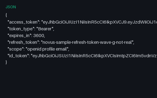 Preview of OAuth Token Response — SAMPLE