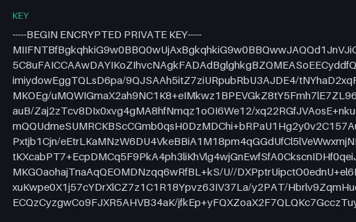 Preview of Encrypted PKCS#8 RSA Key — SAMPLE