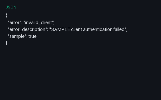Preview of OAuth Error — Invalid Client