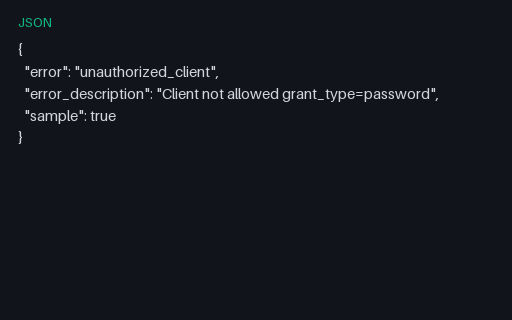 Preview of OAuth Error — Unauthorized Client