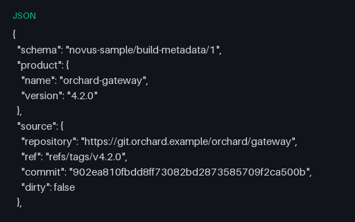 Preview of Build Metadata Manifest (JSON)