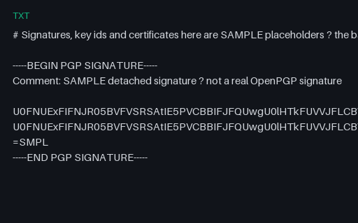 Preview of Detached Signature, ASCII Armor — SAMPLE Shape