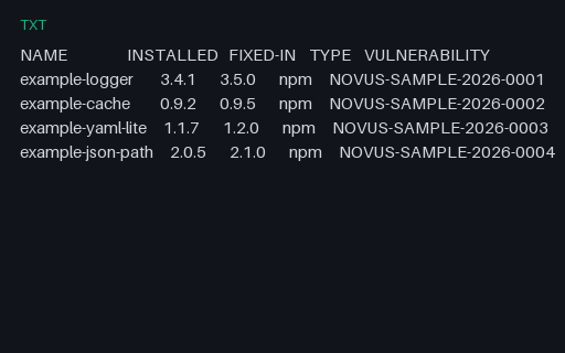 Preview of Grype Table Console Output
