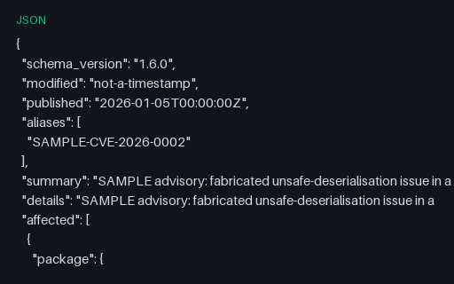 Preview of OSV Record With Schema Violations — Intentionally Invalid
