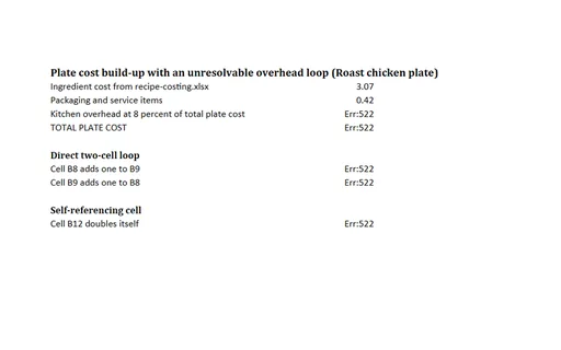 Preview of Alder Table Bistro: Workbook with intentional circular references