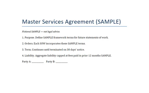 Preview of Master Services Agreement (DOCX, SAMPLE)