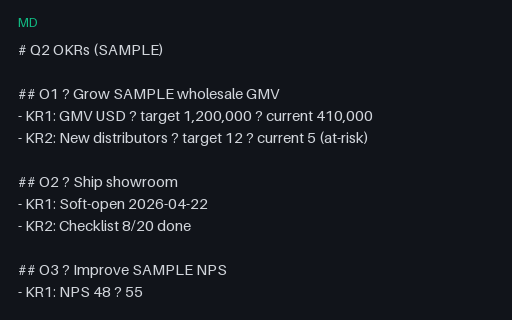 Preview of OKR Sheet (Markdown, SAMPLE)