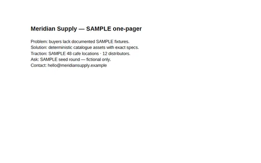 Preview of Pitch One-Pager (PDF, SAMPLE)