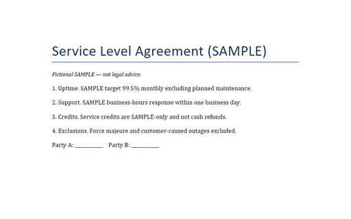 Preview of Service Level Agreement (DOCX, SAMPLE)