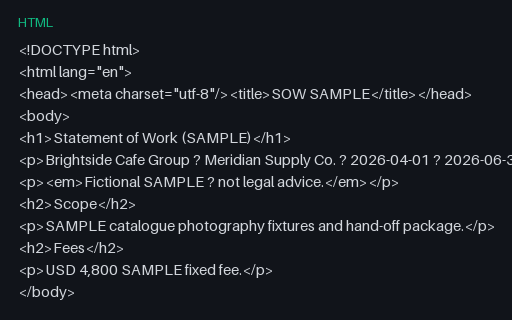 Preview of Statement of Work (HTML, SAMPLE)