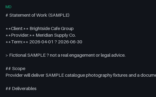 Preview of Statement of Work (Markdown, SAMPLE)