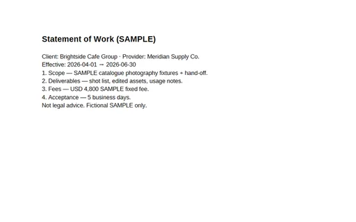 Preview of Statement of Work (PDF, SAMPLE)