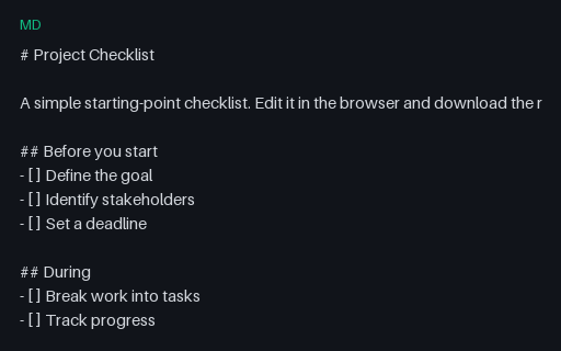 Preview of Project Checklist Template (Markdown)