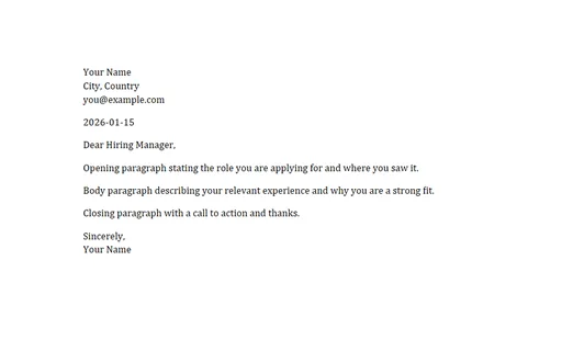 Preview of Cover Letter Template (DOCX)