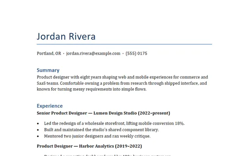 Preview of Chronological CV Template (DOCX)