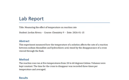 Preview of Lab Report Template (DOCX)