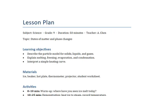 Preview of Lesson Plan Template (DOCX)