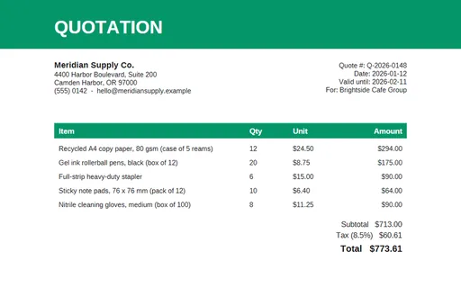 Preview of Sales Quote Template (PDF)