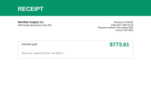 Preview of Payment Receipt Template (PDF)