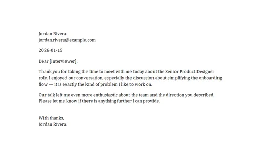 Preview of Interview Thank-You Letter Template (DOCX)