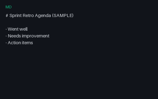 Preview of Template — Agenda Retro (Markdown)