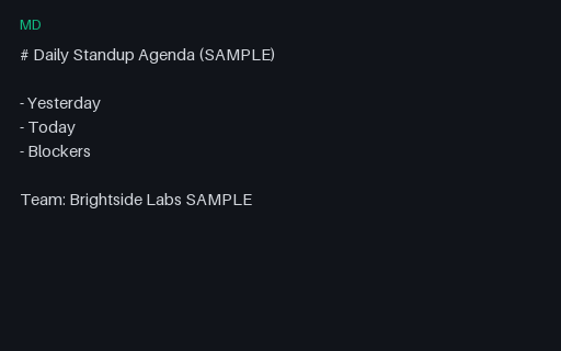 Preview of Template — Agenda Standup (Markdown)