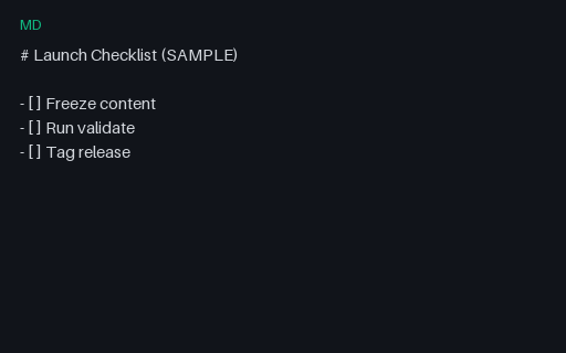 Preview of Template — Checklist Launch (Markdown)