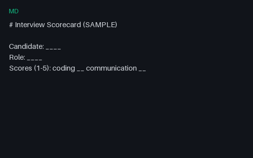 Preview of Template — Interview Scorecard (Markdown)