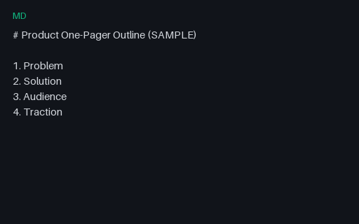 Preview of Template — One Pager Outline (Markdown)