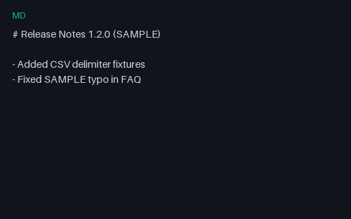Preview of Template — Release Notes Stub (Markdown)