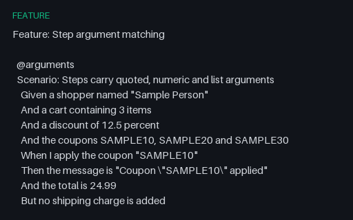 Preview of Gherkin — Step Argument and Expression Types