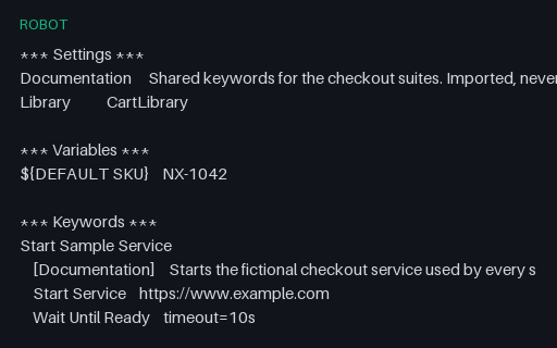 Preview of Robot Framework — Shared Keyword Resource