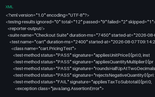 Preview of TestNG — testng-results.xml