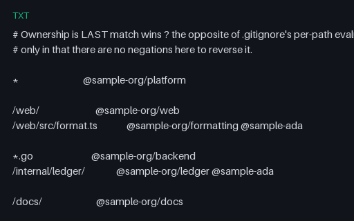 Preview of CODEOWNERS - Overlapping Globs With Documented Winners