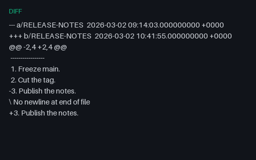 Preview of Unified Diff - No Newline Marker on the Old Side Only