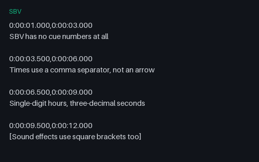 Preview of SBV — YouTube Timing Without Cue Indices