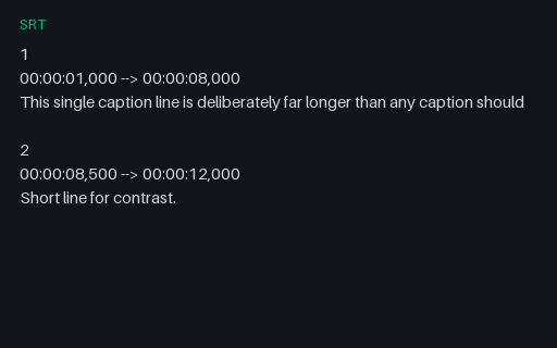Preview of SRT — Over-Long Caption Line