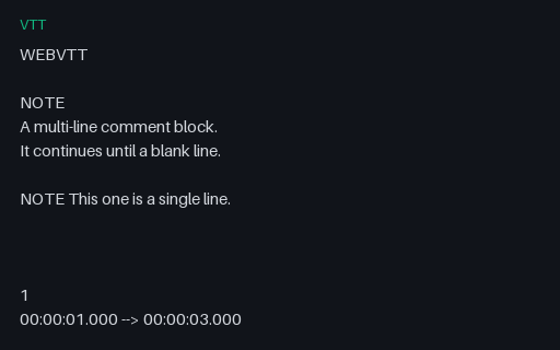 Preview of VTT — NOTE Blocks and Irregular Blank Lines