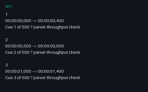 Preview of SRT — 500-Cue Throughput File