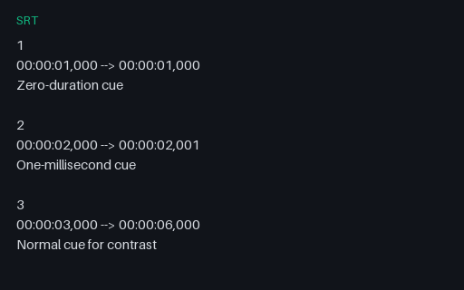 Preview of SRT — Zero and Near-Zero Duration Cues