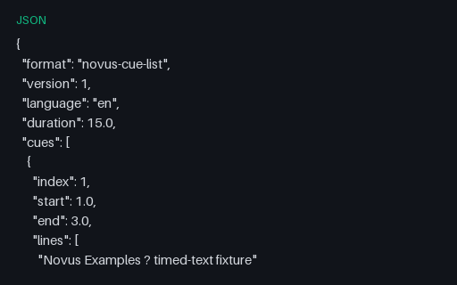 Preview of JSON — Caption Cue List
