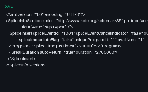 Preview of SCTE-35 — Splice Insert (Break Start)