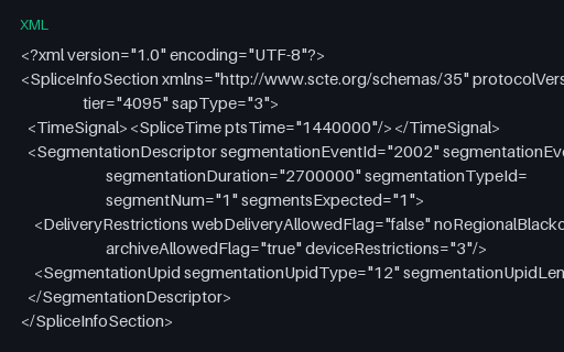 Preview of SCTE-35 — Time Signal With Segmentation Descriptor