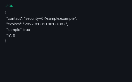 Preview of Security Contact JSON — 06