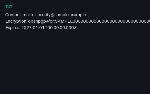 Preview of security.txt — Pgp SAMPLE