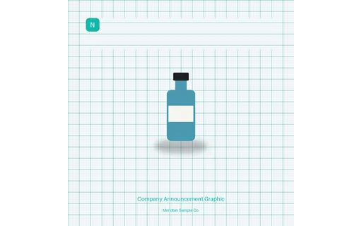 Company Announcement Graphic visual template preview with fictional Meridian sample product