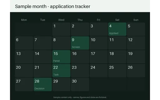 Application Tracker Calendar template preview