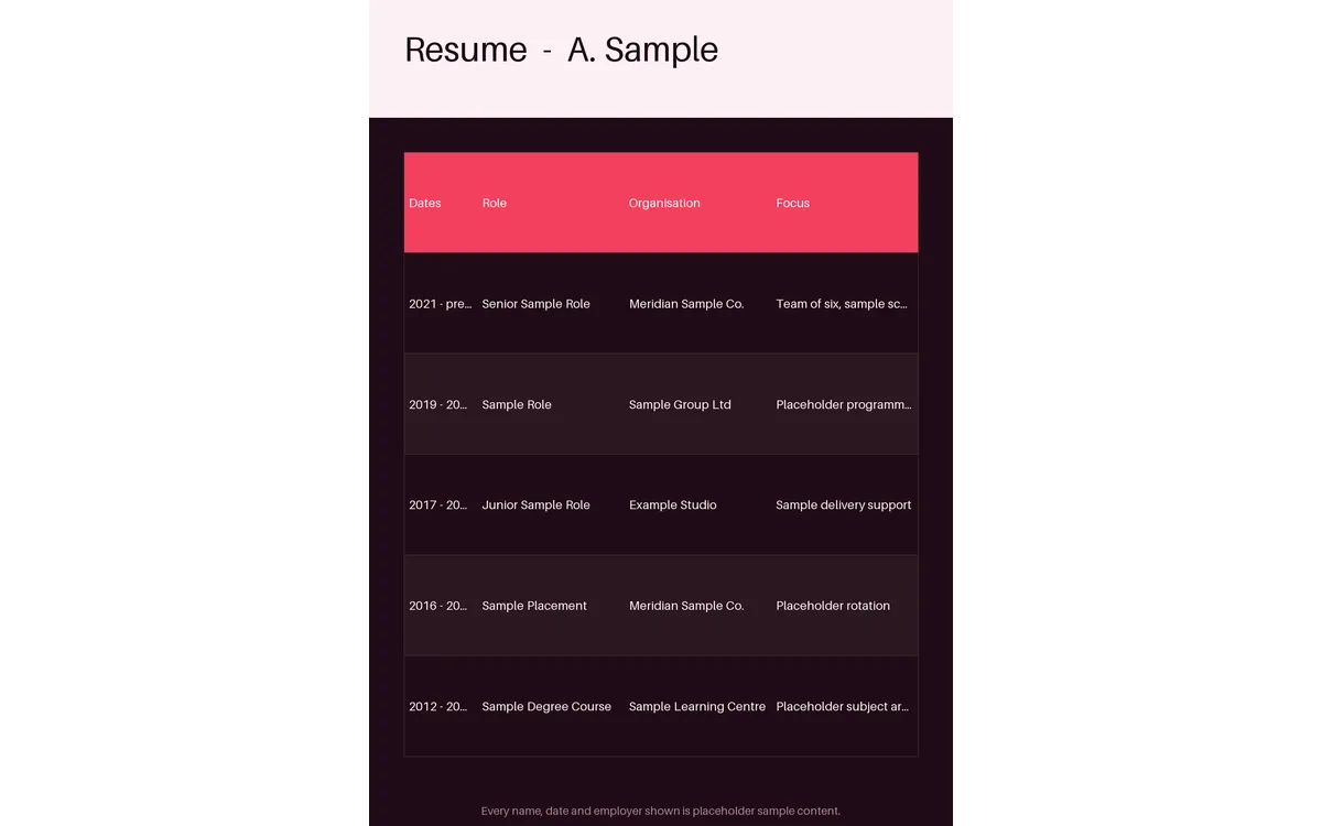 Classic Resume Layout detail preview