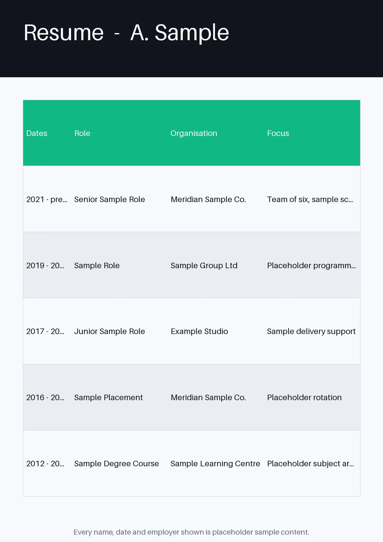 Classic Resume Layout variant 1
